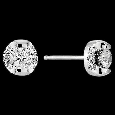 Diamond Stud Earrings Round White Gold Stud Earrings