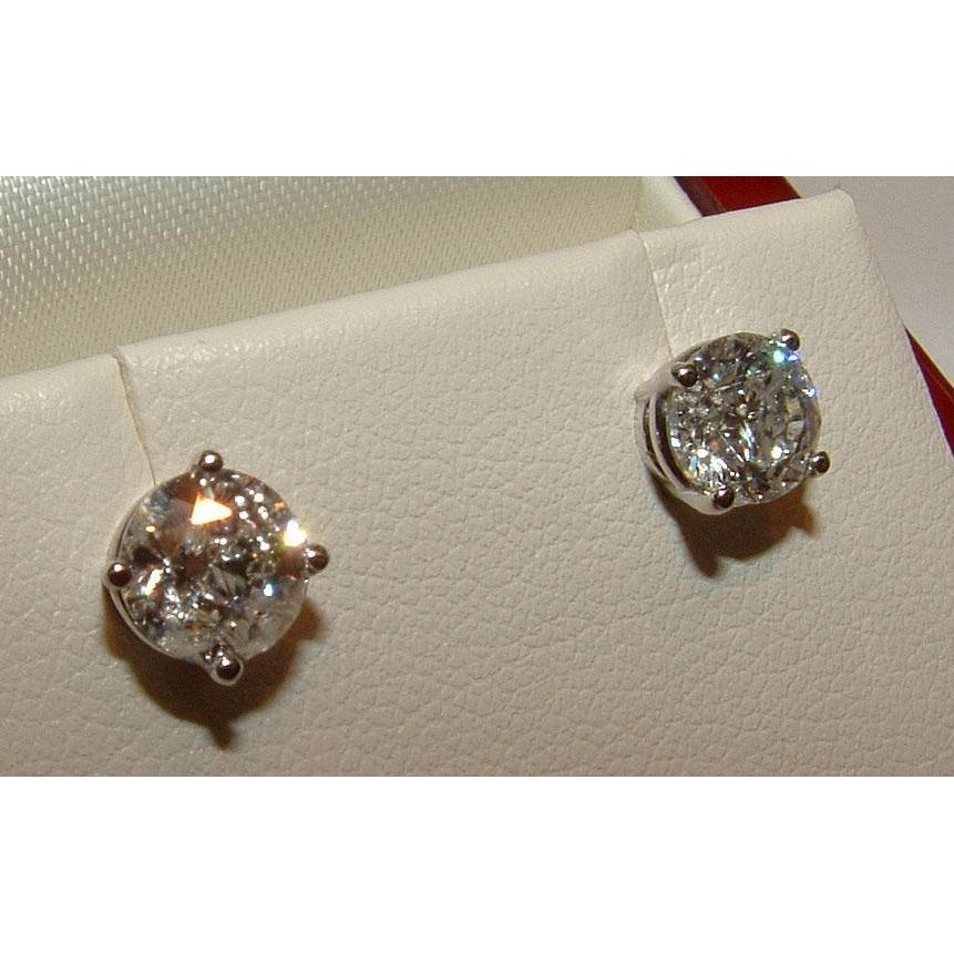 Diamond Stud Platinum  Sparkling Unique Lady’s White Gold  Stud Earrings 