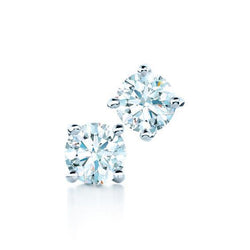 Natural Earth Mined Diamond Stud Post Earring 1.70 Carats Round Brilliant Cut White Gold