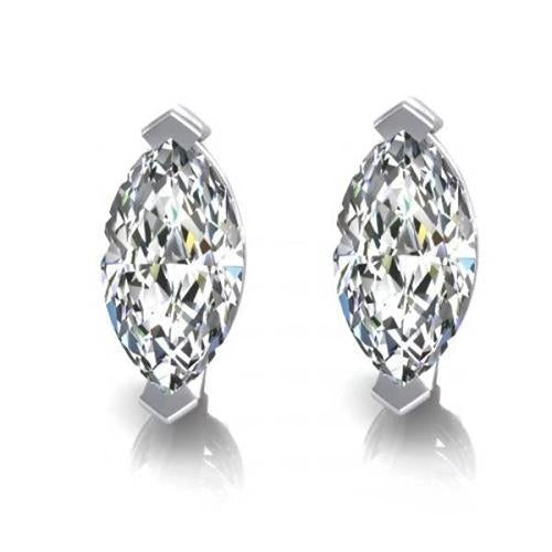Diamond Studs Earring Marquise Cut White Gold Stud Earrings