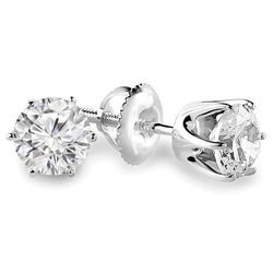 Natural Earth Mined Diamond Studs Earring 1.55 Carats White Gold 14K