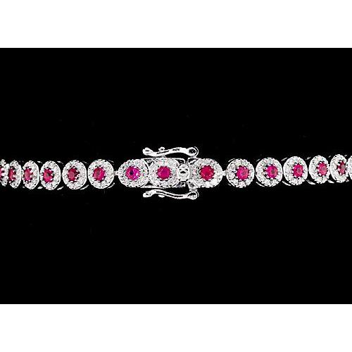 Diamond Tennis Bracelet   Prong Set Pink Sapphire White Gold Gemstone Bracelet