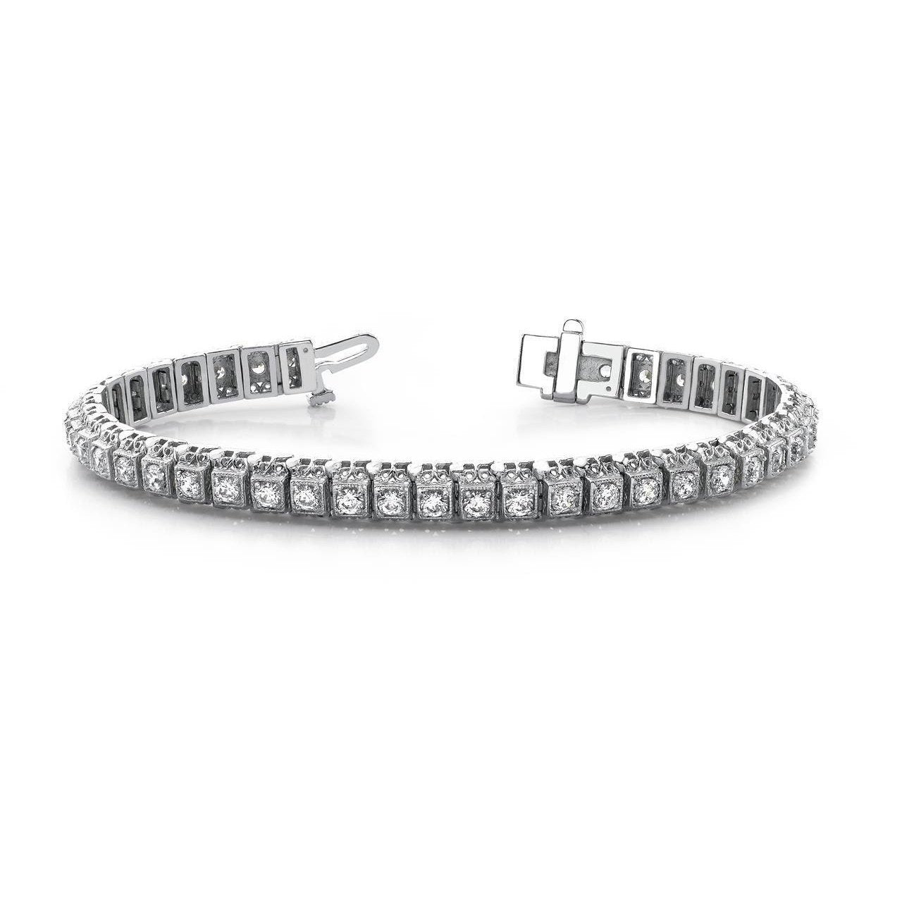 Diamond Tennis Bracelet 5.75 Carats Diamonds White Gold 14K Tennis Bracelet