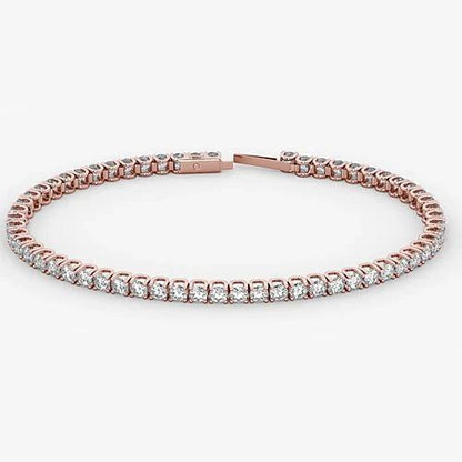Diamond Tennis Bracelet 5.90 Carats Rose Gold 14K Jewelry Tennis Bracelet