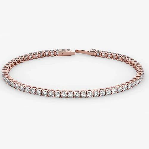 Diamond Tennis Bracelet 5.90 Carats Rose Gold 14K Jewelry Tennis Bracelet