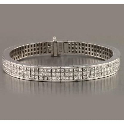 Diamond Tennis Bracelet Pavé Set 24.90 Carats White Gold 14K Tennis Bracelet