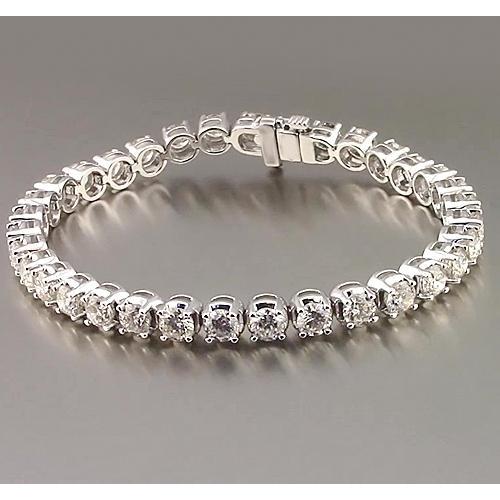 Diamond Tennis Bracelet Prong Set 10.20 Carats White Gold Jewelry 14K Tennis Bracelet