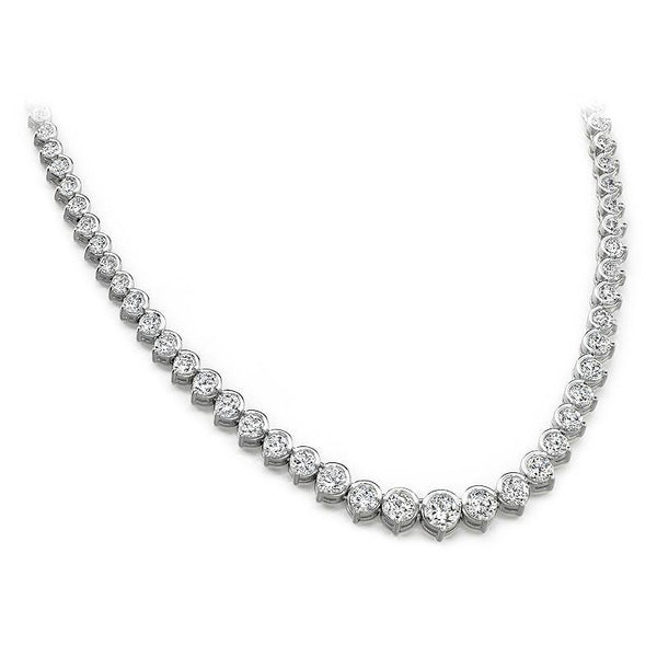 Diamond Tennis Necklace 12 Carats White Gold 14K Necklace