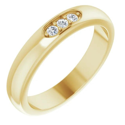 Diamond Three Stone Men'S Ring 0.50 Carats Yellow Gold Mens Ring