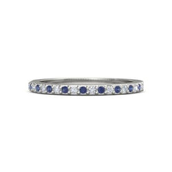 Diamond Wedding Band 0.60 Carats Prong Setting Blue Sapphires