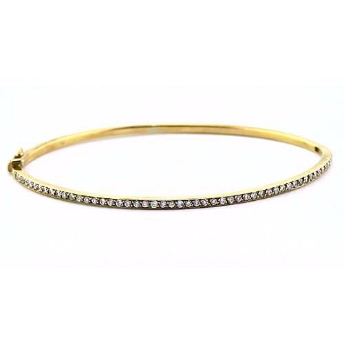 Diamond Women Bangle 2 Carats Yellow Gold 14K Jewelry Bangle