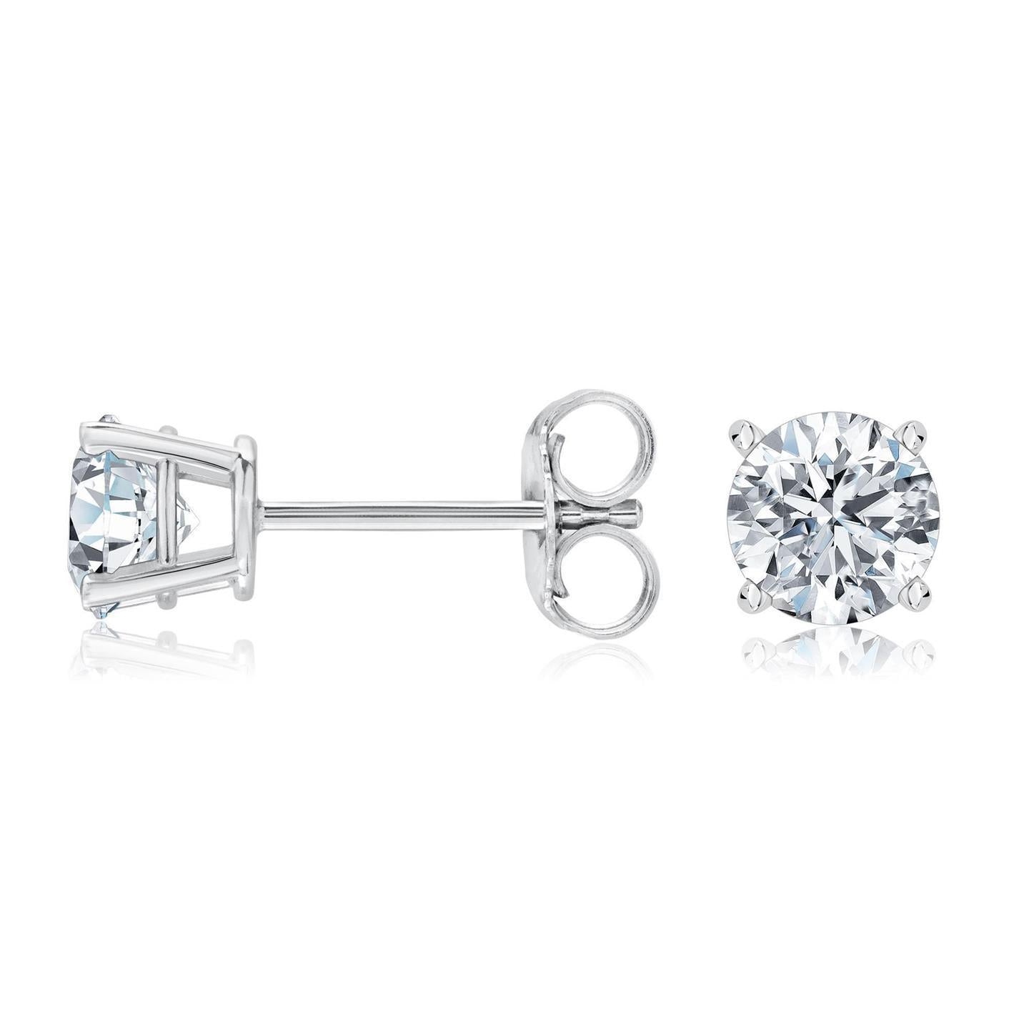 Diamond Women Stud Earring Pair 1.5 Carats White Gold 14K Stud Earrings