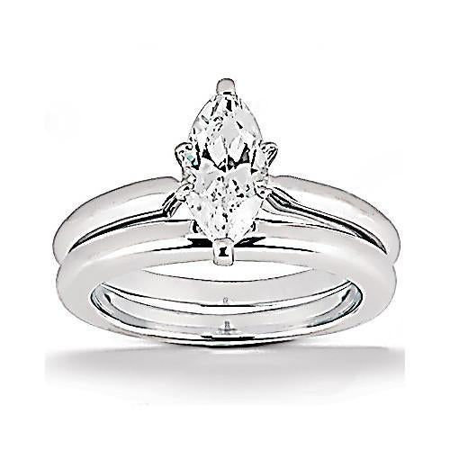 Diamonds 1.25 Ct. Marquise Cut Engagement Solitaire Ring Band Set Engagement Ring Set