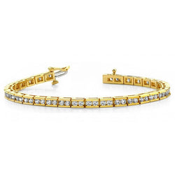 Real  Diamonds Classic Style Tennis Bracelet 3.30 Carats 14K Yellow Gold
