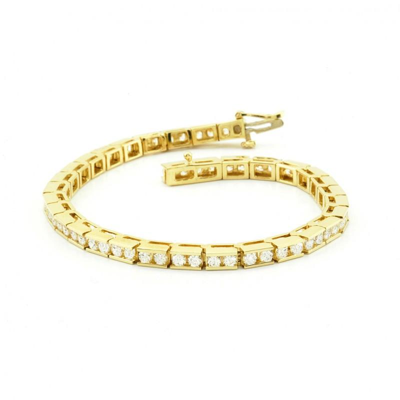 Tennis Bracelet Diamonds Classic Style Tennis Bracelet 3.50 Carats Yellow Gold