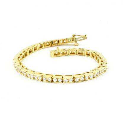 Tennis Bracelet Diamonds Classic Style Tennis Bracelet 3.50 Carats Yellow Gold