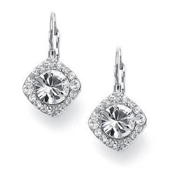 Round Brilliant Cut Diamond Dangle Earrings 3 Carat White Gold 14K
