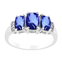 Diamonds Ceylon Sapphire 5.25 Carats Wedding Ring Gold White 14K