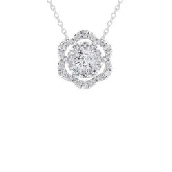 Diamonds Pendant Necklace 3.00 Carats White Gold 14K