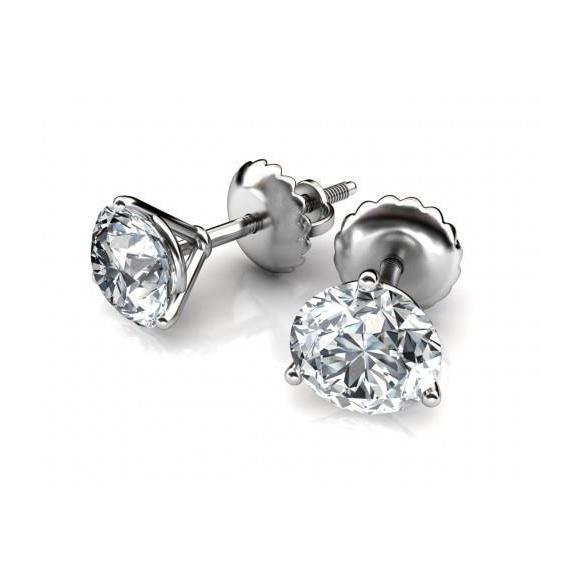 Diamonds Studs Earrings 3.40 Carats Round Cut White Gold Stud Earrings