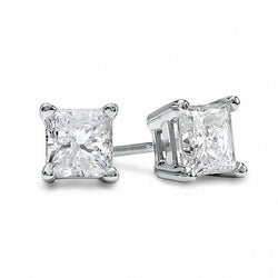 Diamonds Studs Earrings Princess Cut 3.50 Carats