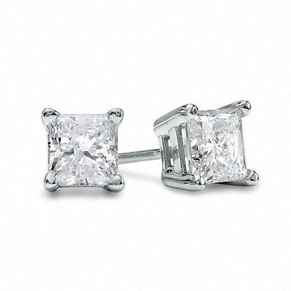 natural princess diamond 4ct earring front view