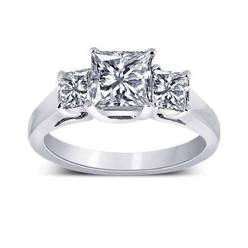 Diamonds Three Stone Engagement Ring 2.31 Carat Diamond Jewelry Gold Three Stone Ring