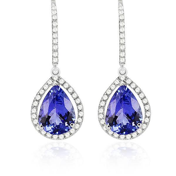 Diamonds Women Dangle Earrings And Tanzanite White Goldv Gemstone Earring