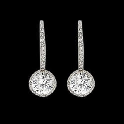 Diamonds Women Dangling Earring Pair 2.25 Carat White Gold