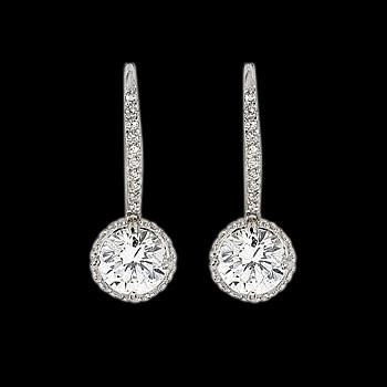 Diamonds Women Dangling Earring Pair 2.25 Carat White Gold Earrings