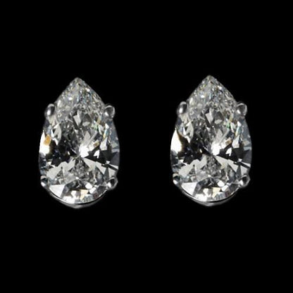 New Style Diamonds Women White Gold Pear Cut Stud Earrings