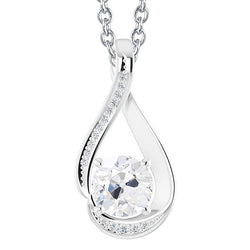 Diamond Slide Pendant 3 Carats Old Mine Cut Twisted Style With Chain