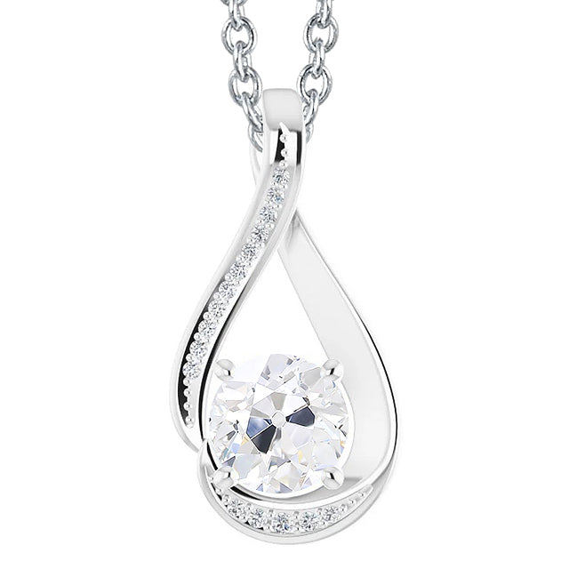 Diamond Slide Pendant 3 Carats Old Mine Cut