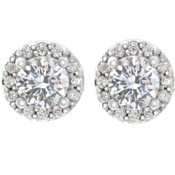 Halo-Styled Diamond Stud Earrings 3.50 Carats White Gold 14K