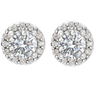  Women Jewelry Sparkling Unique Studs Halo Earrings White Gold Diamond 