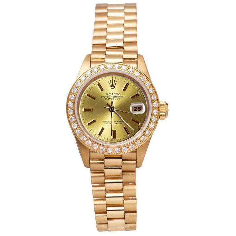 Dj Rolex Diamond Bezel Presidential Watch Champagne Stickdial Gold Rolex