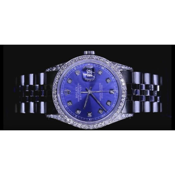 Dj Watch Custom Blue Diamond Dial Bezel Rolex Jubilee Bracelet Ss Watch Bezel