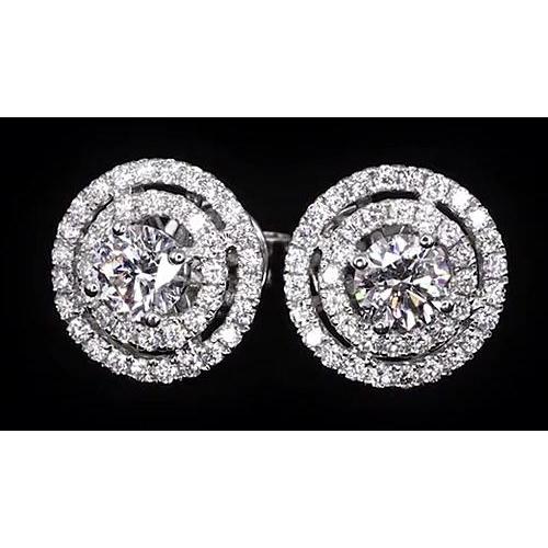New Fancy Style Double Halo Diamond Studs 