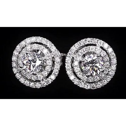 New Fancy Style Double Halo Diamond Studs 