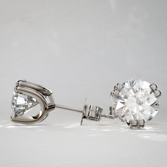 Double Prong Diamond Engagement Ring White Gold Stud Earrings