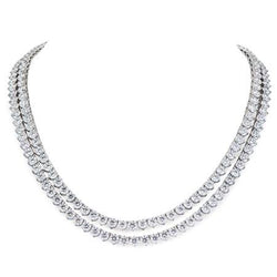 Double Row 52 Ct Diamonds Ladies Necklace 14K White Gold New