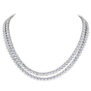 Double Row 5.75 Ct Diamonds Ladies Necklace 14K White Gold New Necklace