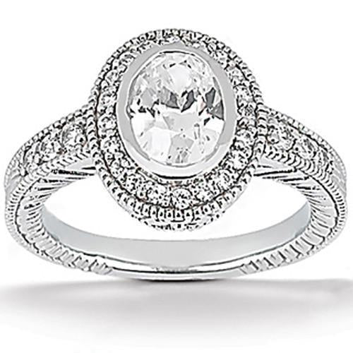 E Vvs1 1.67 Carat Halo Round Diamond Engagement Ring Set Gold Jewelry Halo Ring