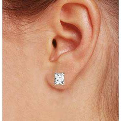4 Carats Solitaire Radiant Cut Diamond Stud Earring White Gold 14K