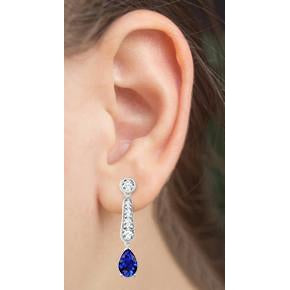  womans stylish weeding  Products Pear Cut Blue Ceylon Sapphire & Diamond Lady Dangle Earring  