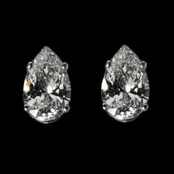 Earrings Pear Cut Diamond G Si1 3 Carat Stud Post Gold Screw Backs