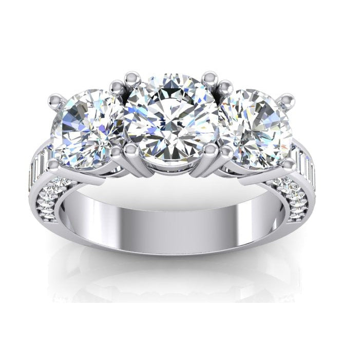 3.41 Ct. White Gold Natural Earth Mined Diamond Three Stone Wedding Ring
