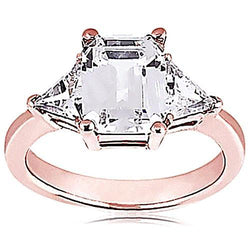 Emerald Cut 3.51 Ct. Diamond Anniversary 3 Stone Ring Rose Gold 14K