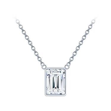 Emerald Cut Natural Diamond Necklace Pendant 1 Carat White Gold 14K  Jewelry Pendant