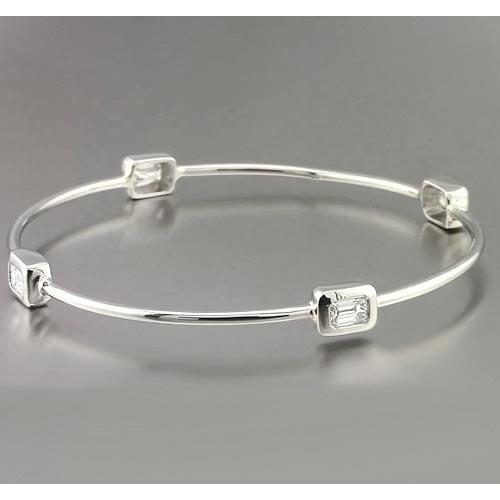 Emerald Cut Diamond Bangle 2 Carats Jewelry F Vvs 1 Bangle